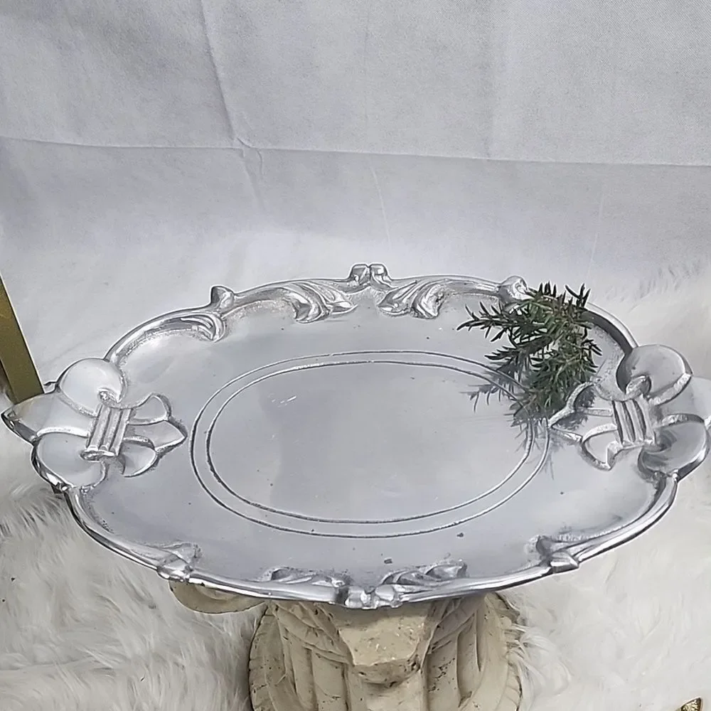 ⚜️Fleur de Lis Weighted Cast Aluminum Serving Platter
